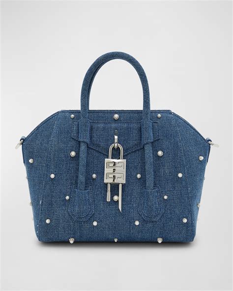 givenchy mini antigona vs small|mini antigona lock denim tote bag.